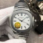Swiss Copy Patek Philippe Nautilus White Dial Stainless Steel Watch - GB Factory